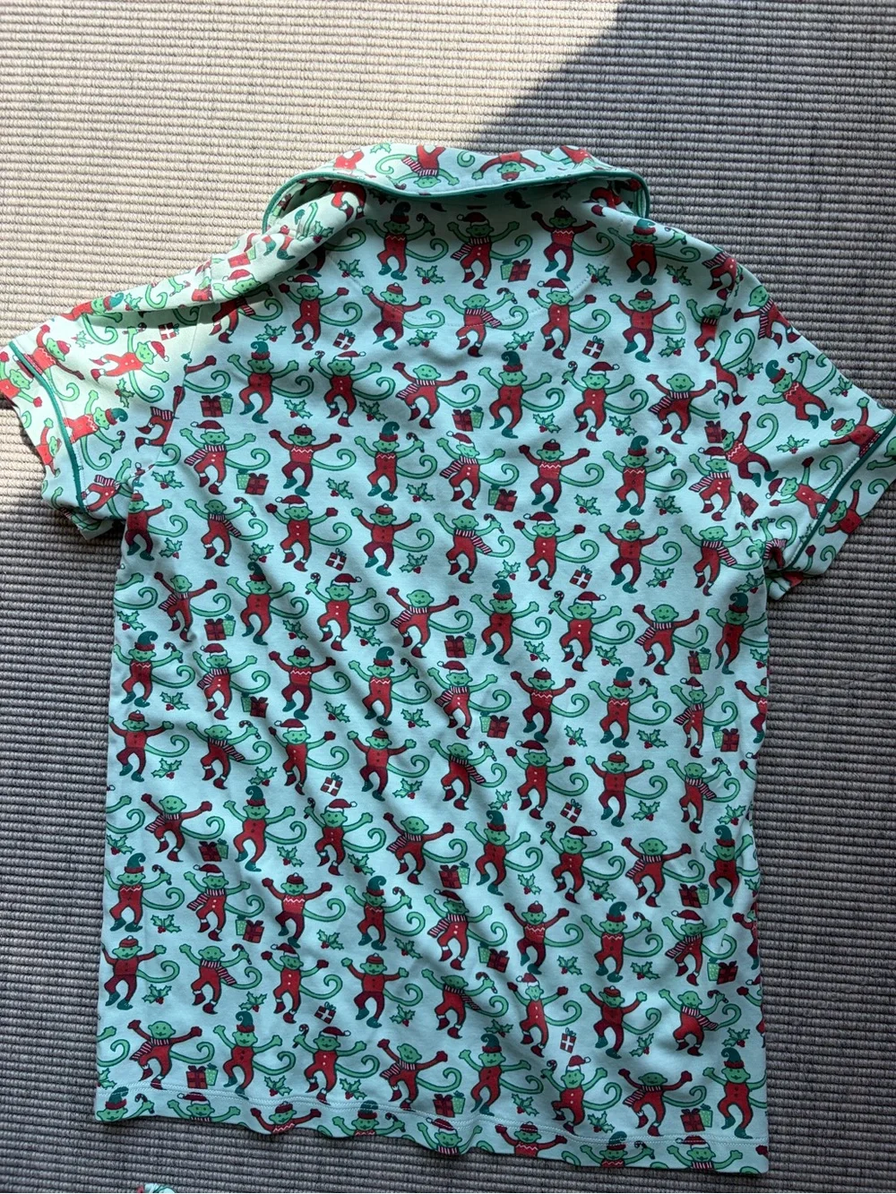 Roller rabbit  Short-Sleeve Holiday Monkey Print Shirt - Mint Green